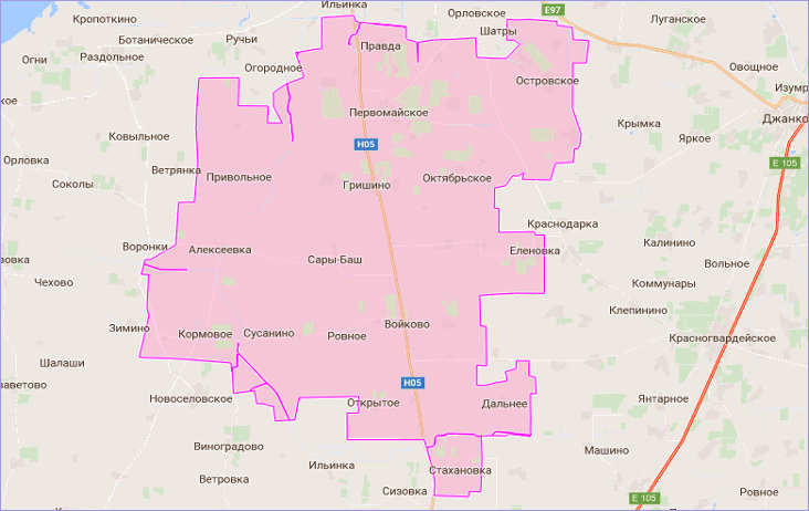 Первомайский район Крыма на карте