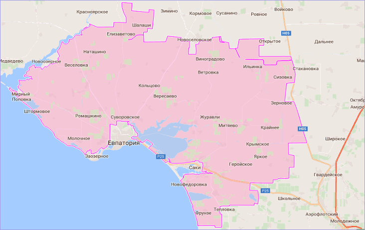 Сакский район Крыма на карте